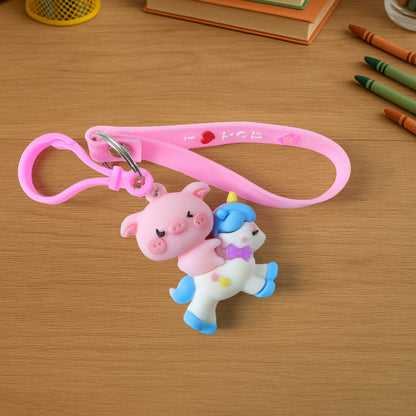 cute pig riding unicorn cartoon keychain (1 pc)