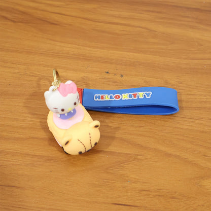 Cute Cartoon Cat Riding Toy Car Silicone Keychain (1 Pc)