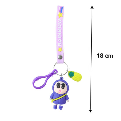 Cute Cartoon Doll Keychain with Strap and Pineapple Charm (1 Pc)