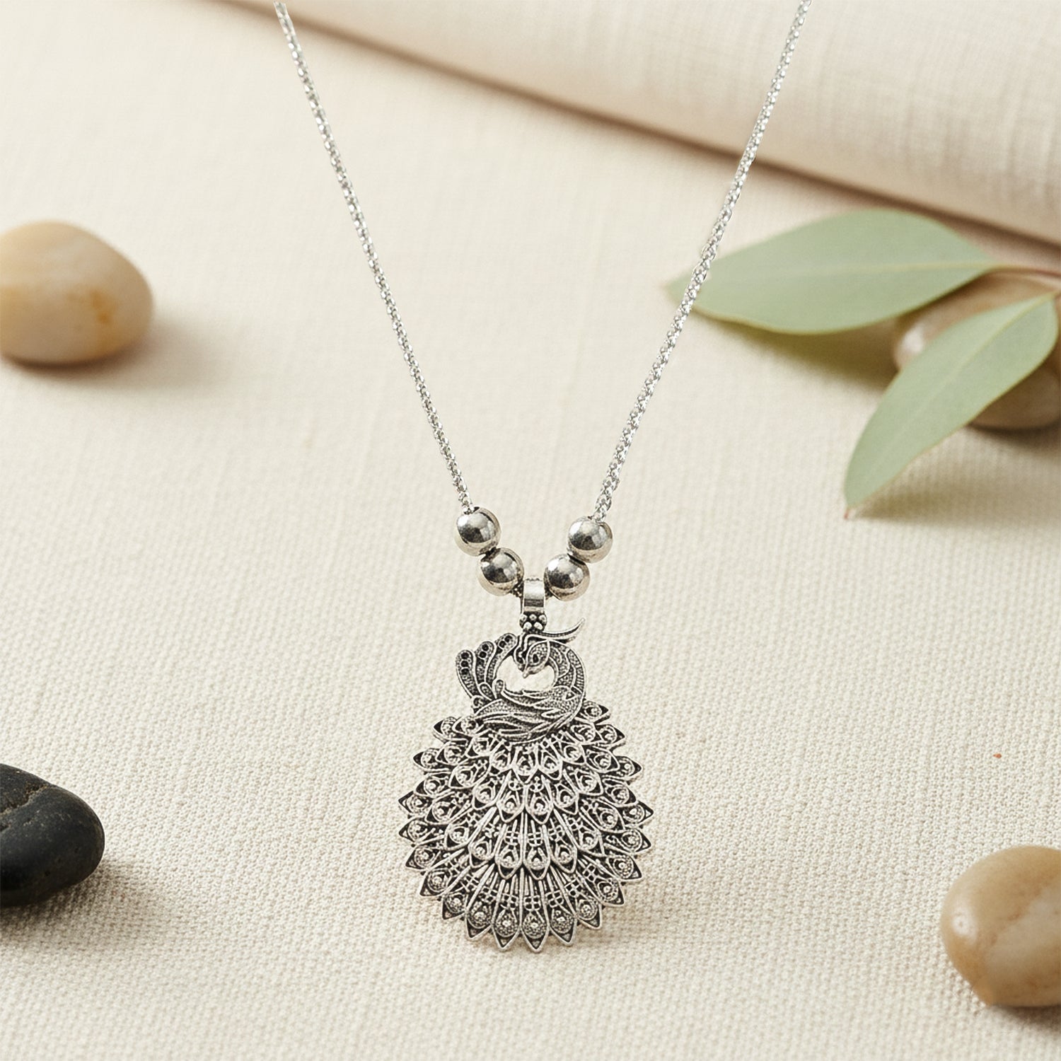 Oxidized silver necklace        
