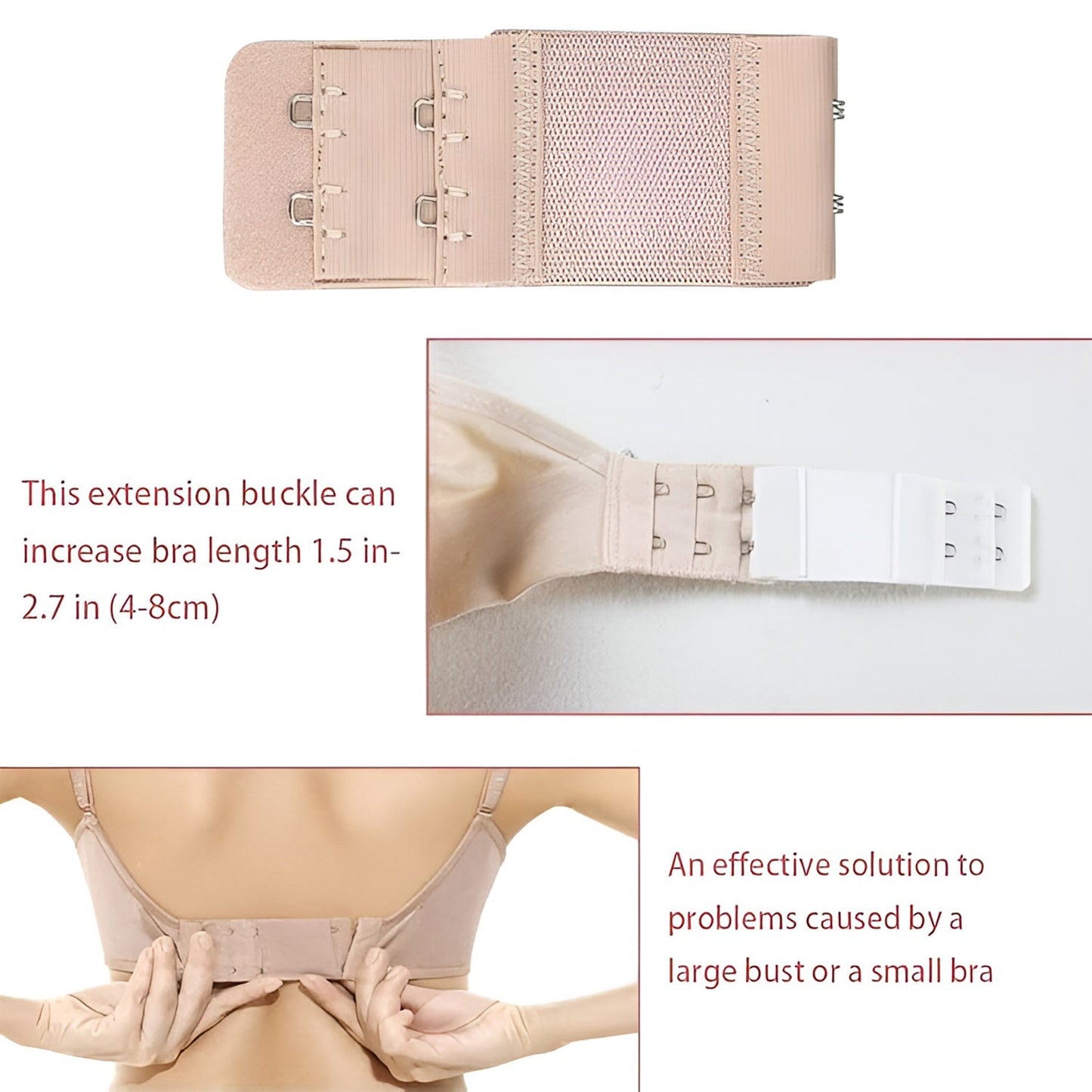 Adjustable 3-Piece Bra Extender Set with 2-Hook
