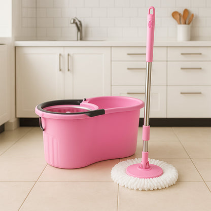 Quick Spin Mop With Steel Spin, Bucket Floor Cleaning, Easy Wheels & Big Bucket, Floor Cleaning Mop with Bucket