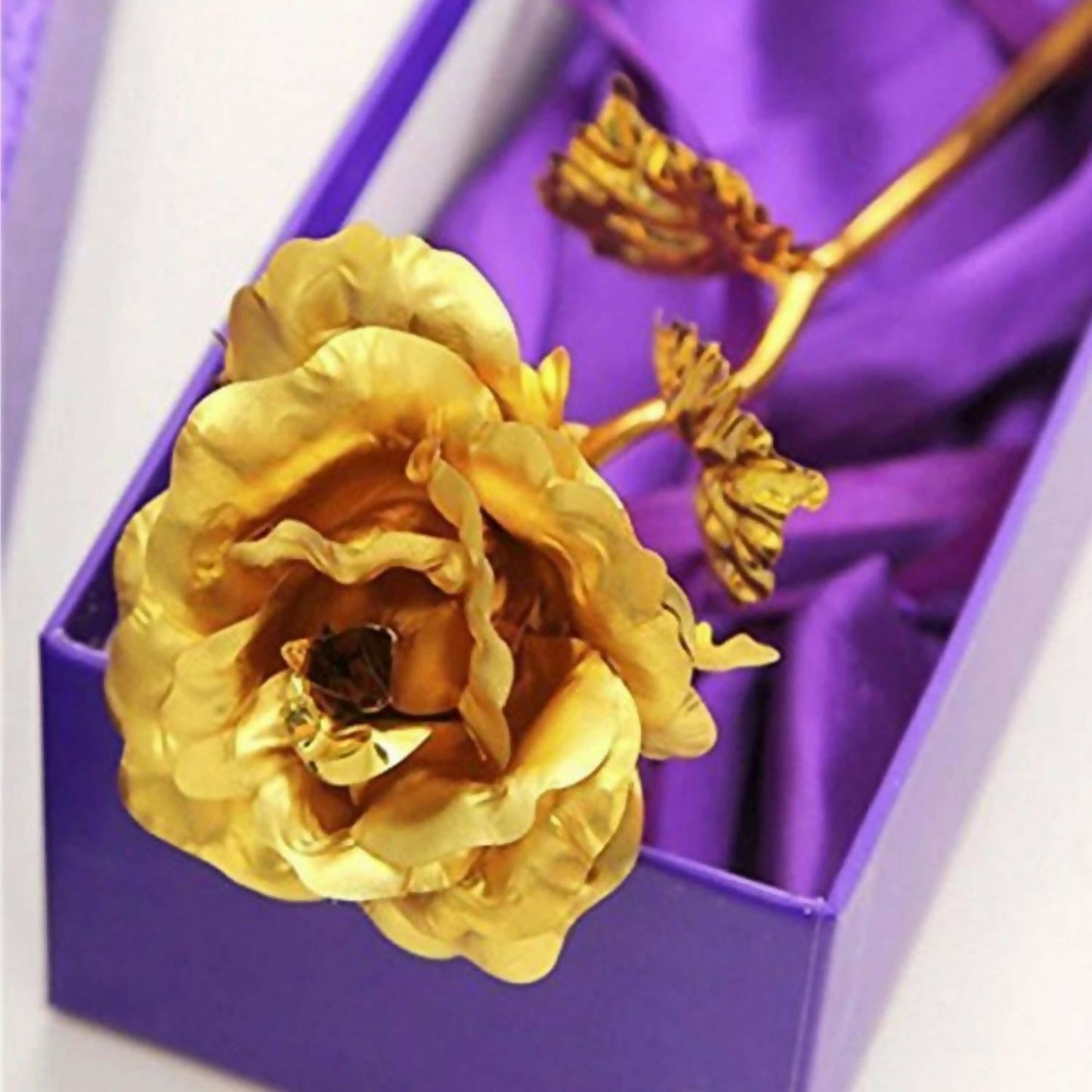 Luxury Decorative Gold Plated Artificial Golden Rose with Premium Box