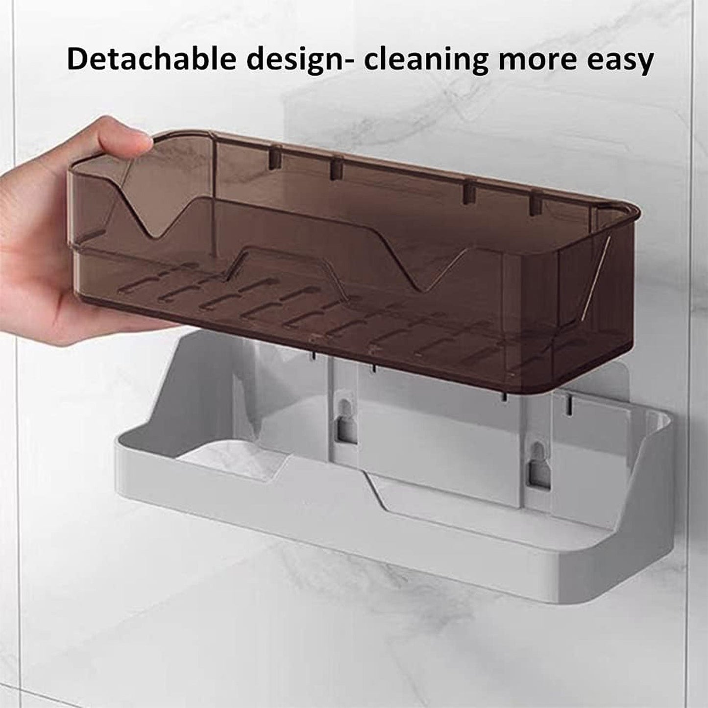 Wall Mounted Self Adhesive Plastic Storage Shelf (1 Pc)