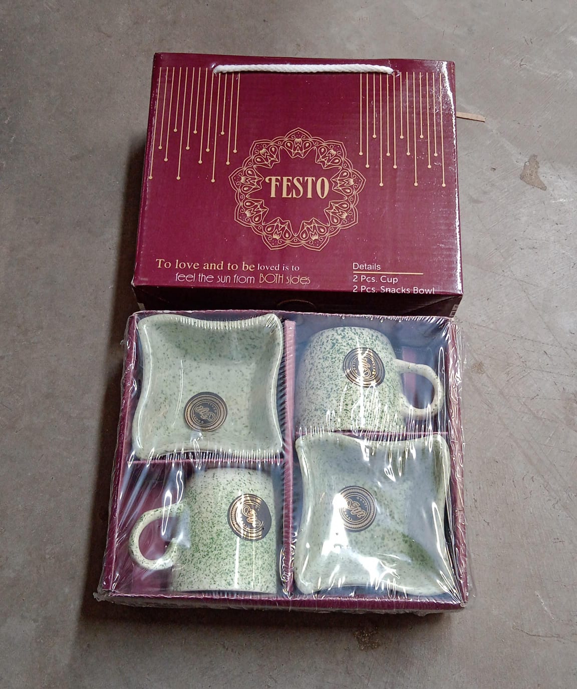 Ceramic Tea / cups / Mug Set Including Snacks (4 Pcs set)