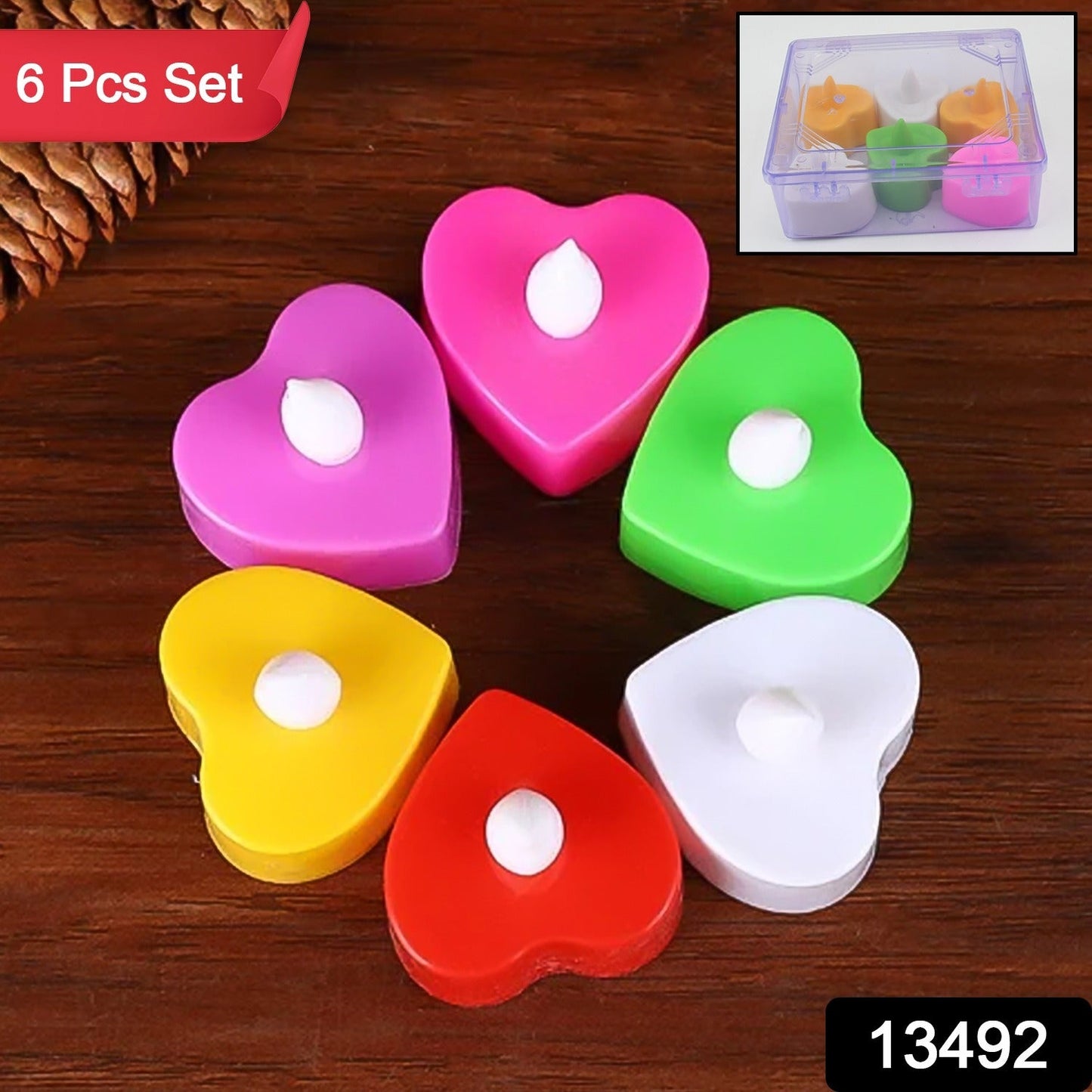 LED Tealights, Smokeless Plastic Decorative Candles, Diwali (Pack Of 6 / Multicolor)