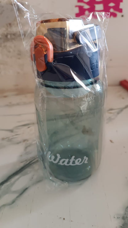 Blue Plastic Leak-Proof Flip Cap & Safty Lock Water Bottle (600ml Approx / 1 Pc)