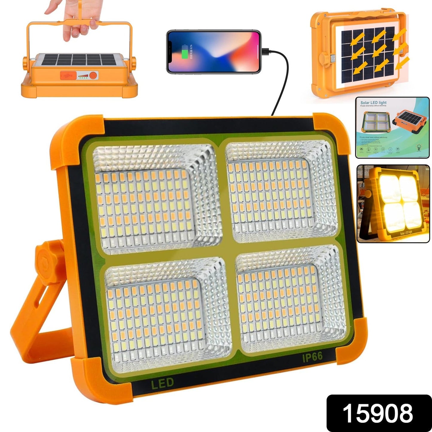 High-Brightness Solar LED Flood Light with Power Bank (1 Pc)